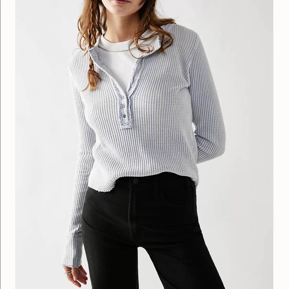 Free People FP One Colt Thermal Waffle Henley Long Sleeve - Large
